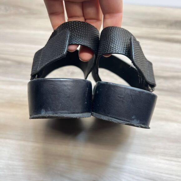 Vince Marett Leather Platform Ankle Strap Sandals Black Size 7.5 - Picture 4 of 11